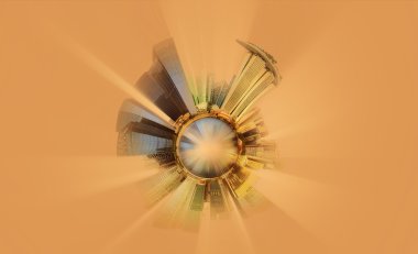 Miniature Planet with buildings of Singapore