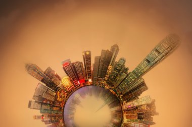 Minyatür dünya gezegenin tüm önemli binalar ve Hong Kong'daki