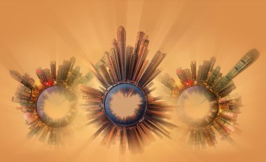 Minyatür dünya gezegenin tüm önemli binalar ve şehrin konumlar