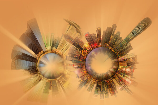 Миниатюрная планета Земля со всеми важными зданиями и достопримечательностями города
