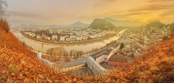 Panoramatický pohled na salzburg, Salcbursko, Rakousko — Stock fotografie