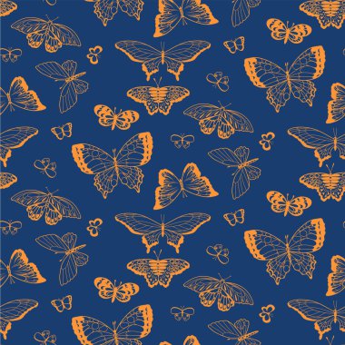 Kelebek desensiz. Uçan böcekler arka plan, sevimli kelebekler siluet simgeleri