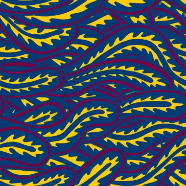 Seaweed seamless abstract vector pattern in bright colors. Ethnic style textile collection. Backgrounds and textures shop.