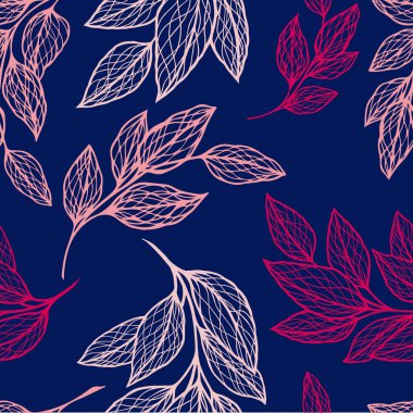 Siluet desenli dallar. Kumaş, duvar kağıdı, ambalaj kağıdı, şablon dolguları, tekstil, ağ dokuları için. 