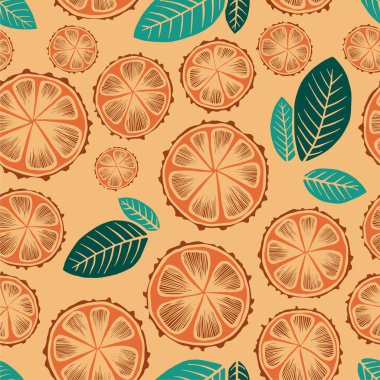 Limon, greyfurt, portakal, limon ağacı kalın vektör mürekkep çizilmiş meyve bahçesi yaprakları portakal arka grubunda.
