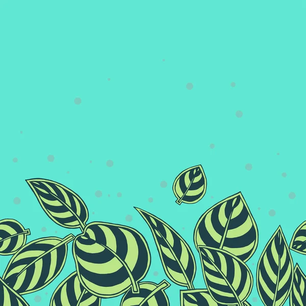 Decorative Seamless Pattern Striped Flat Leaves Light Blue Background Line — Vector de stock