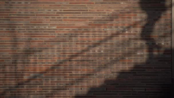 Egy lány árnyéka a falon, amint lejön a lépcsőn.. — Stock videók