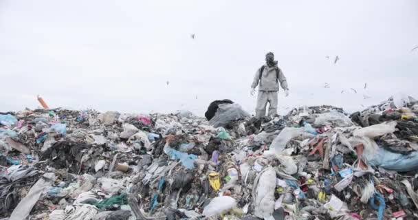 Land with garbage, Garbage dump landscape of ecological damage contaminated land., plastic scrap in landfill, environmental problems pollution, waste or trash from household in waste landfill. — Stock Video
