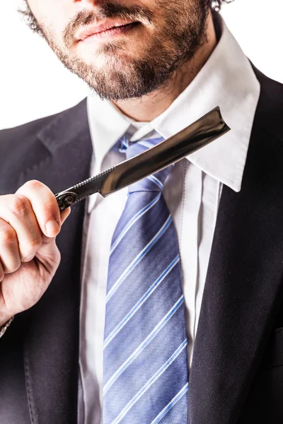 Businessman and razor — Stock Photo, Image