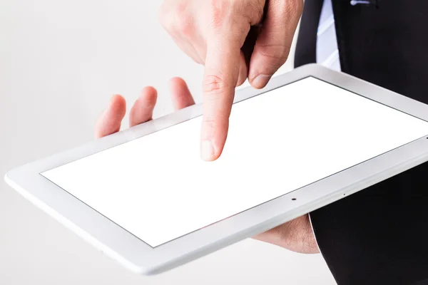 Businessman using touchscreen — Stock Photo, Image