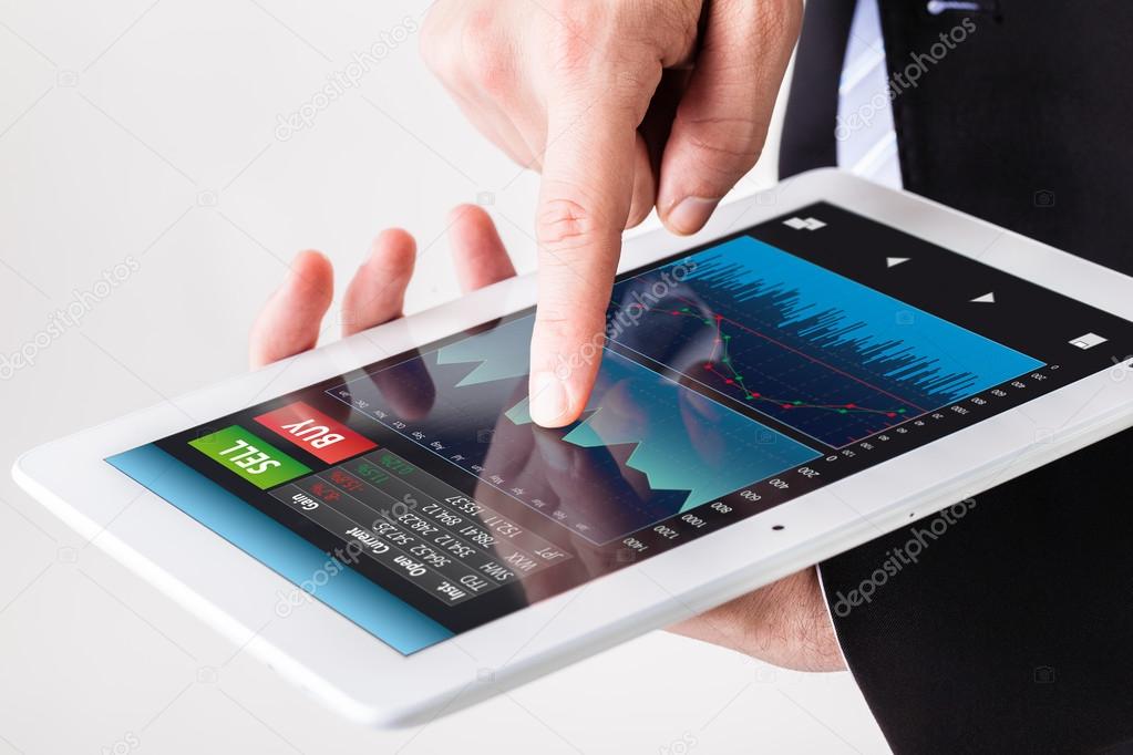 Hombre De Negocios Con Aplicacion De Forex En Tableta Fotos De - 