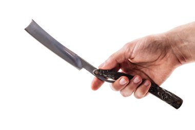 büyük kıyasıya tıraş bıçağı tutan