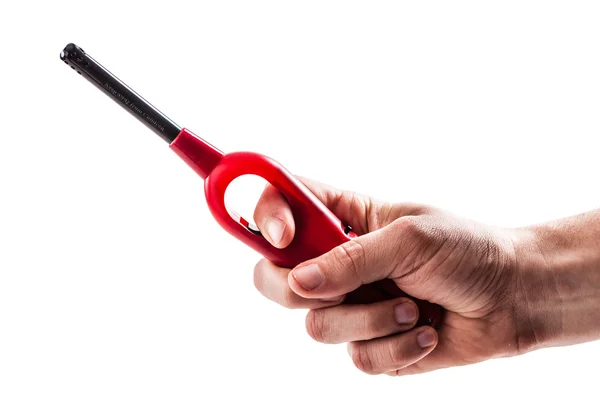 Holding a gas lighter — Stock Photo, Image