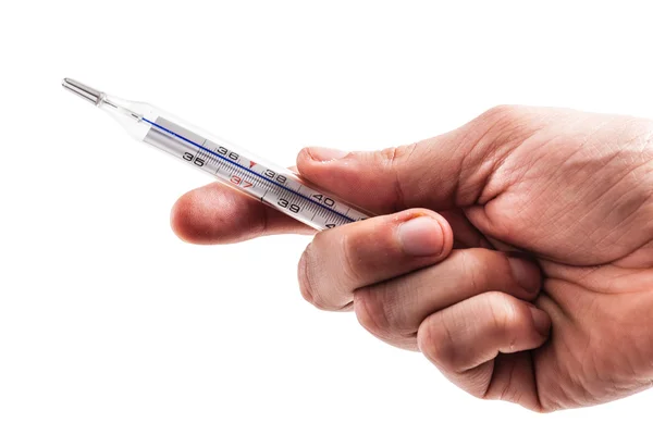 Holding a thermometer — Stock Photo, Image