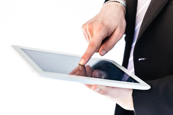 Businessman using touchscreen tablet — Stock Photo, Image