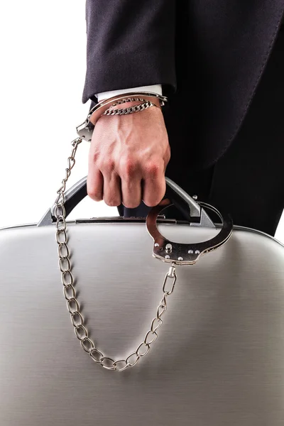 Wrist chained safe suitcase — Stock Photo, Image