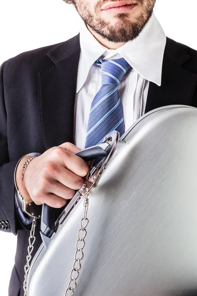 Wrist chained suitcase — Stock Photo, Image
