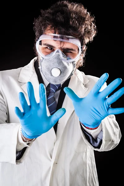 Researcher with his hands raised — Stock Photo, Image