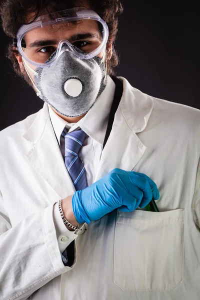 Researcher hiding a vial — Stock Photo, Image