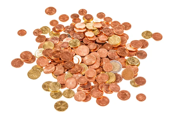 Heap of euro cents isolated — Stock Photo, Image