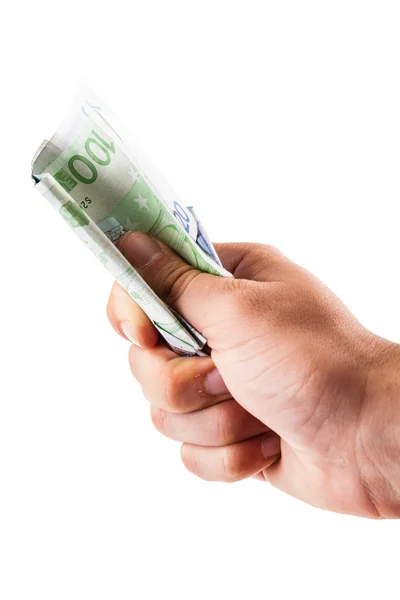 Hand holding euros — Stock Photo, Image
