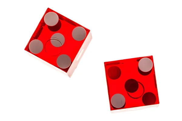 Red transparent dice isolated — Stock Photo, Image