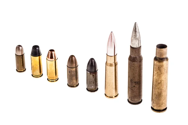 화이트에 다양 한 총알 — 스톡 사진