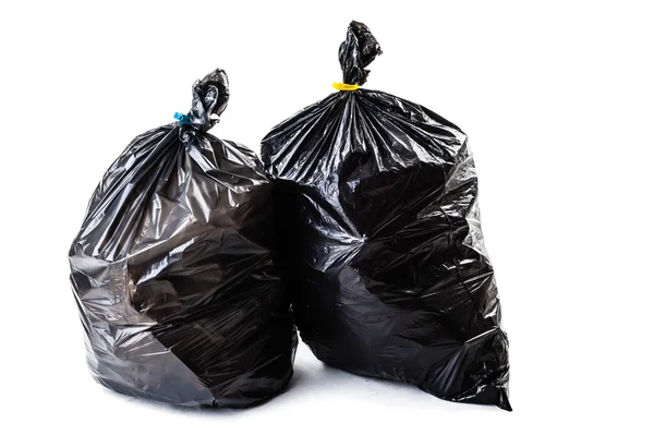 Black garbage bag isolated — Stock Photo, Image