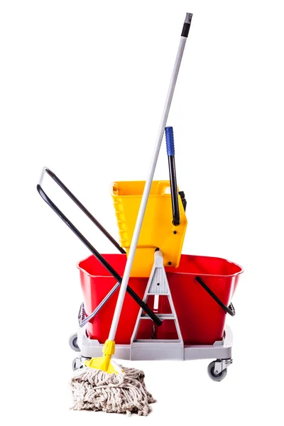 Professional mop bucket on white — Stock Photo, Image