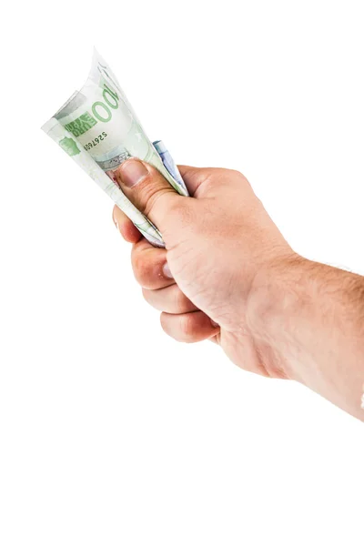 Hand holding euros bills — Stock Photo, Image