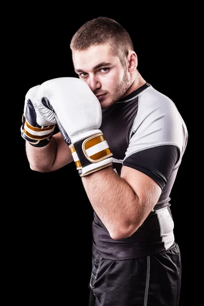 Boxer mit weißen Handschuhen — Stockfoto