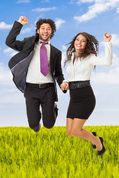 Jumping businessperson — Stock Photo, Image