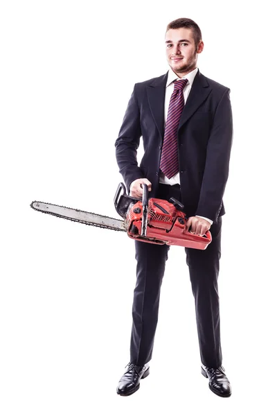 Chainsaw businessman — Stock Photo, Image