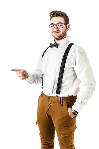 Hipster señalando — Foto de Stock