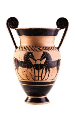 Beyaz üzerinde antik Apulia vazo