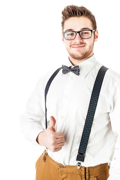 Duim omhoog knappe hipster — Stockfoto