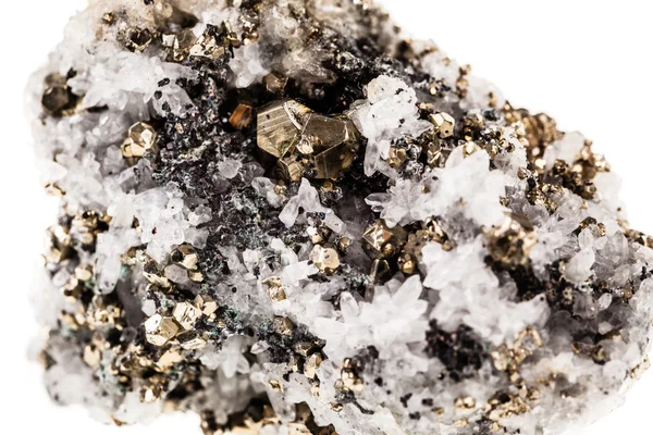 水晶マトリックス中の黄鉄鉱 — ストック写真