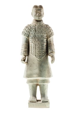 beyaz bir arka plan üzerinde izole bir Çin Xian terracotta savaşçı