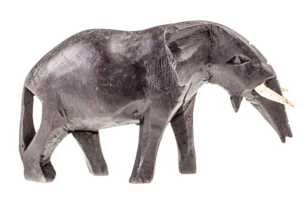 Houten olifant over Wit — Stockfoto