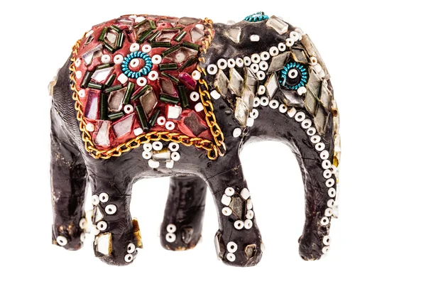 装饰的木制大象 — 图库照片