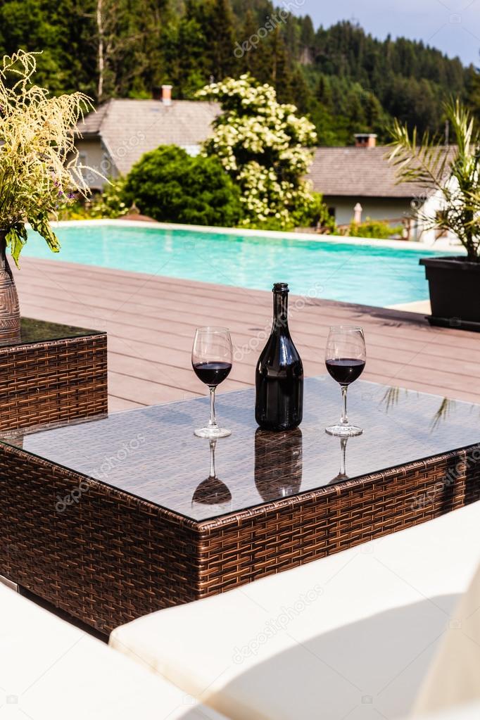 Wine on the pool