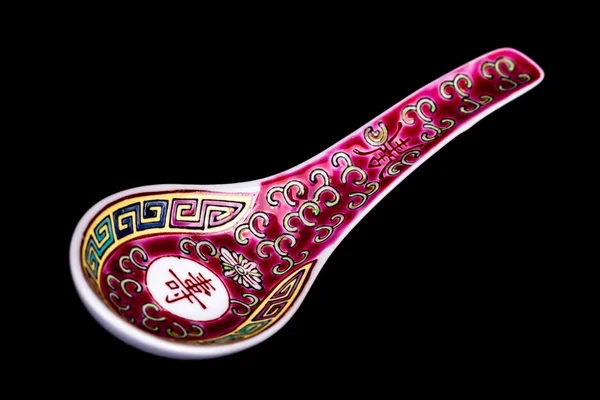 Chinese red soup spoon — Stock Photo, Image