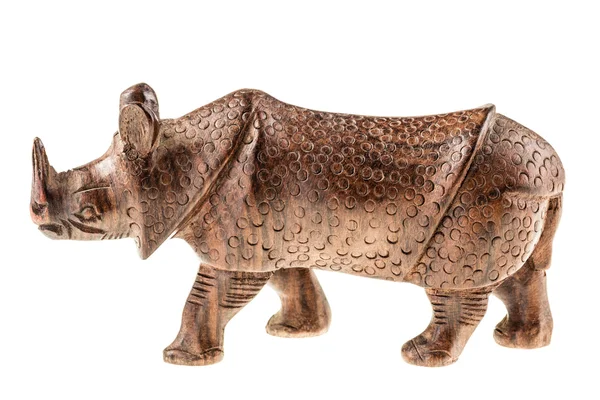 Figurine rhinocéros en bois — Photo