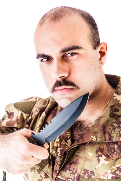 Soldier with knife — Stock Photo, Image