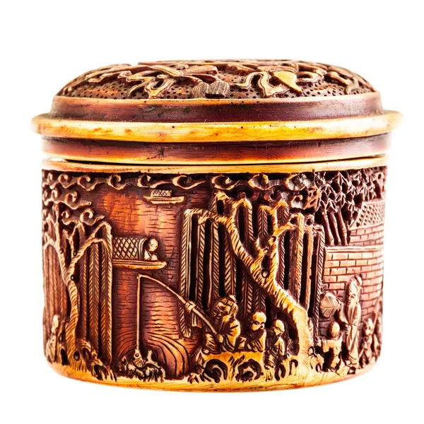 Древний китайский украшенный контейнер — стоковое фото