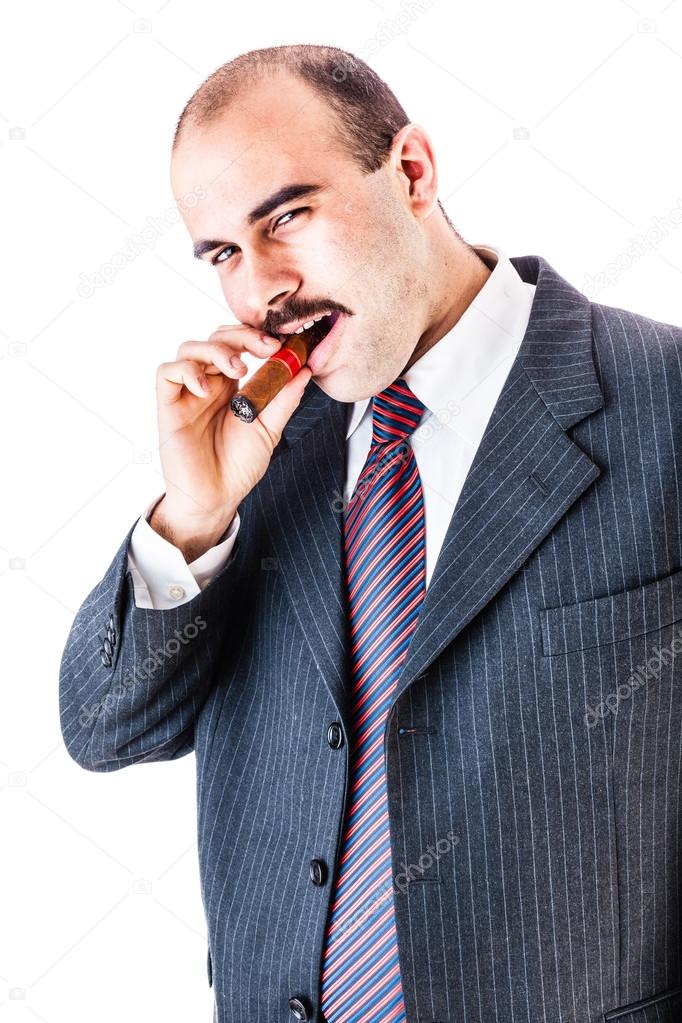 man smoking cigar