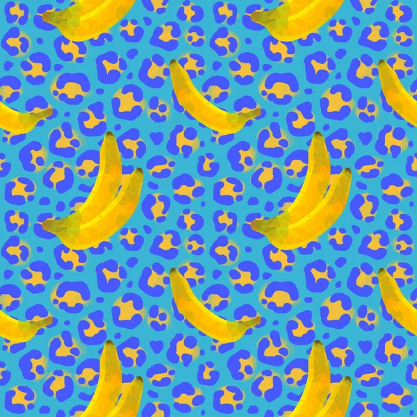 Безшовні Звірини Літнє Тло Бананами Африканський Шпалер Придатний Обгортання Текстильного — стокове фото