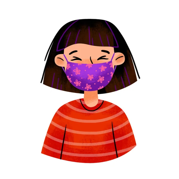 Girl Wearing Medical Mask Prevent Disease Flu Air Pollution Coronavirus — Stock Photo, Image