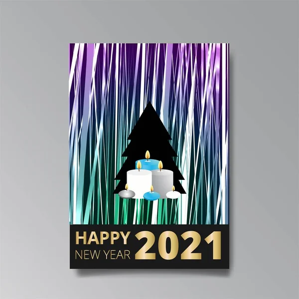 2021 Gelukkig Nieuwjaar Invitatie Luxe Verleiden Glanzend Glitch Holografisch Creatief — Stockvector