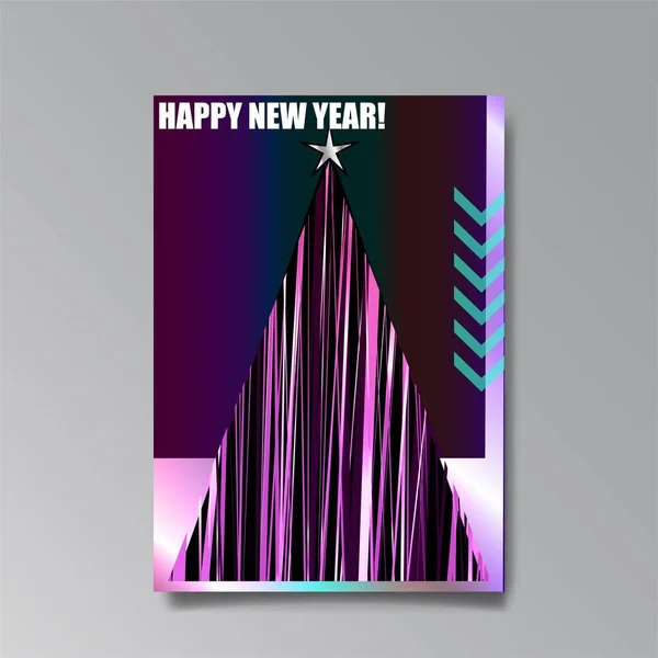 2021 Happy New Year Invation Luxe Tempate Scintillant Glitch Holographique — Image vectorielle